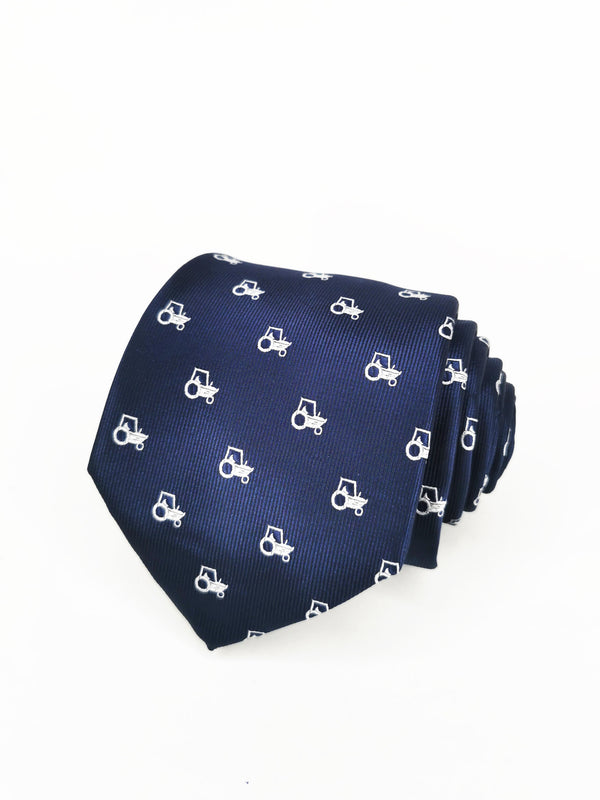 Corbata azul marino con tractores - DiversoMen