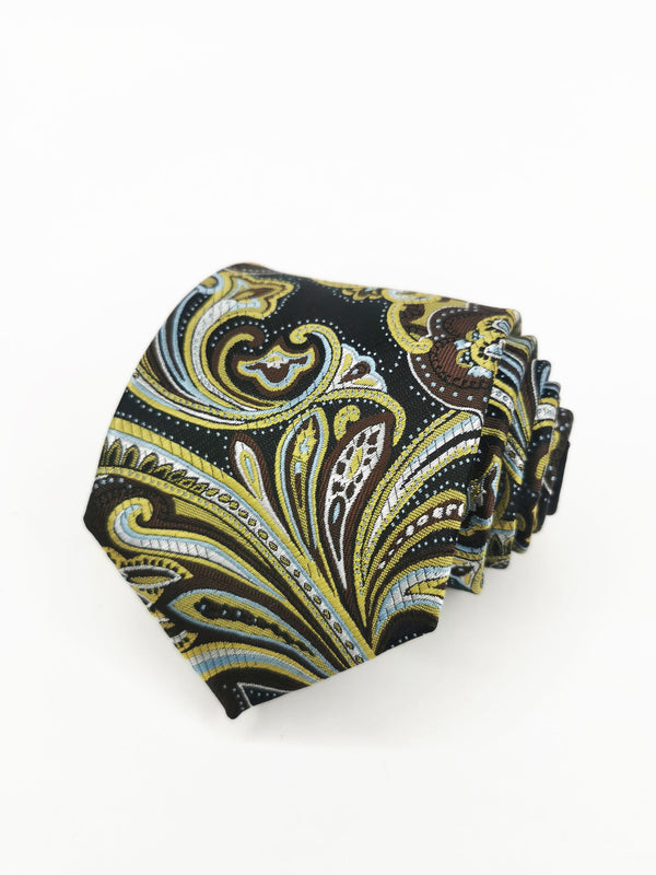 Corbata marrón cachemir amarillo - DiversoMen