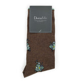 Chaussettes marron avec vespas vert aqua