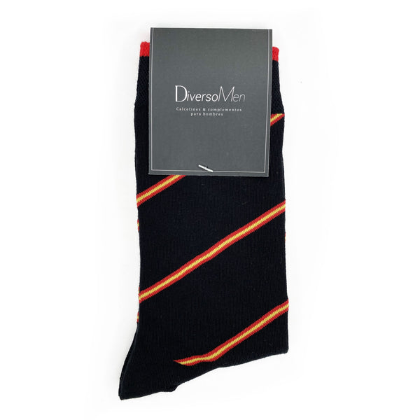 Chaussettes noires à rayures drapeau espagnol