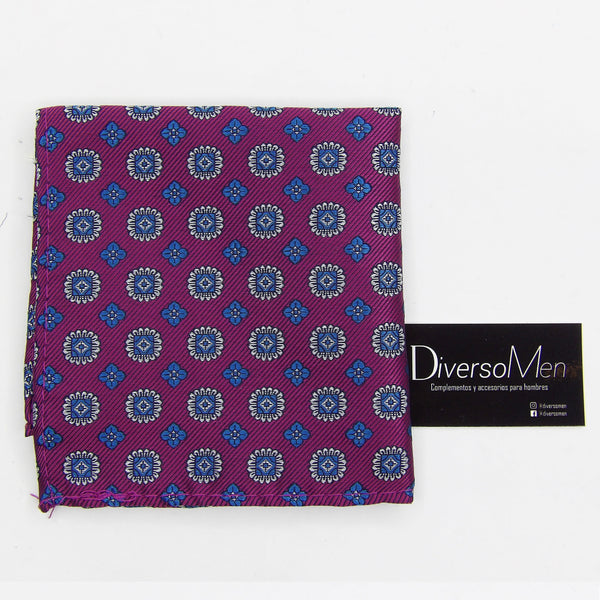 Pañuelo magenta con medallones celestes - DiversoMen