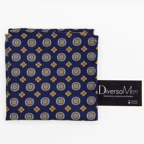 Pañuelo azul marino con medallones dorados - DiversoMen