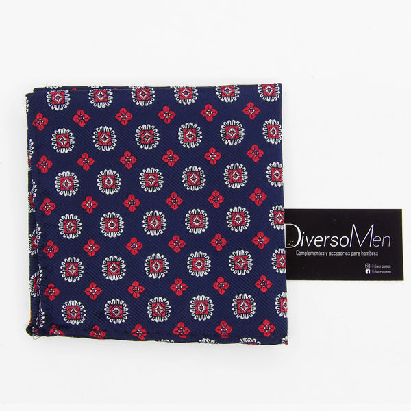 Pañuelo azul marino con medallones rojos - DiversoMen