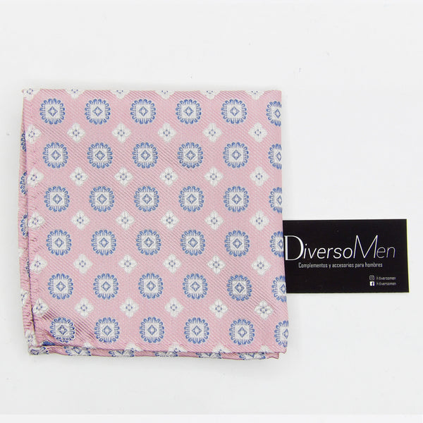 Pañuelo rosa con medallones celestes - DiversoMen