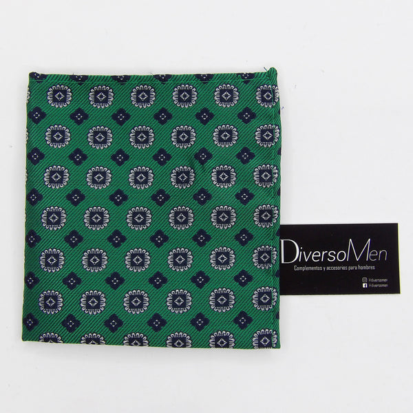 Pañuelo verde con medallones azul marino - DiversoMen