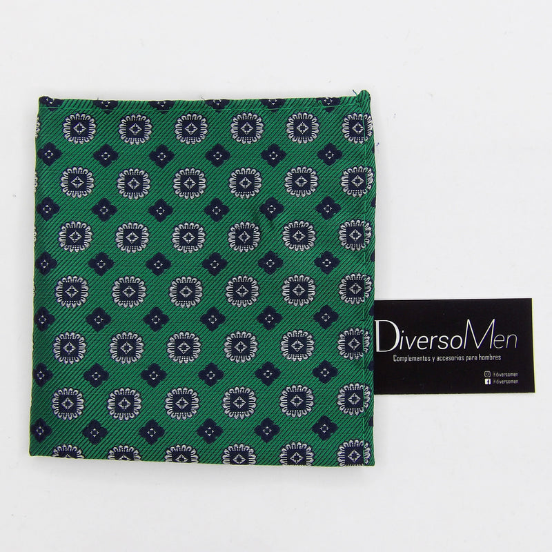 Pañuelo verde con medallones azul marino - DiversoMen