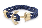 Pulsera ancla dorada de nylon azul - DiversoMen