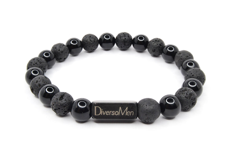 Pulsera de Lava y Ágata negra - DiversoMen