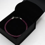 Pulsera fucsia de cuero trenzado - DiversoMen