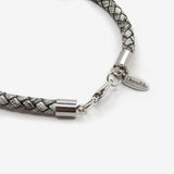 Pulsera gris de cuero trenzado - DiversoMen