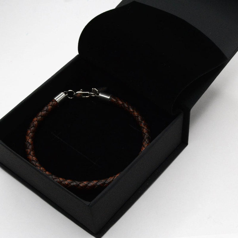 Pulsera marron de cuero trenzado - DiversoMen