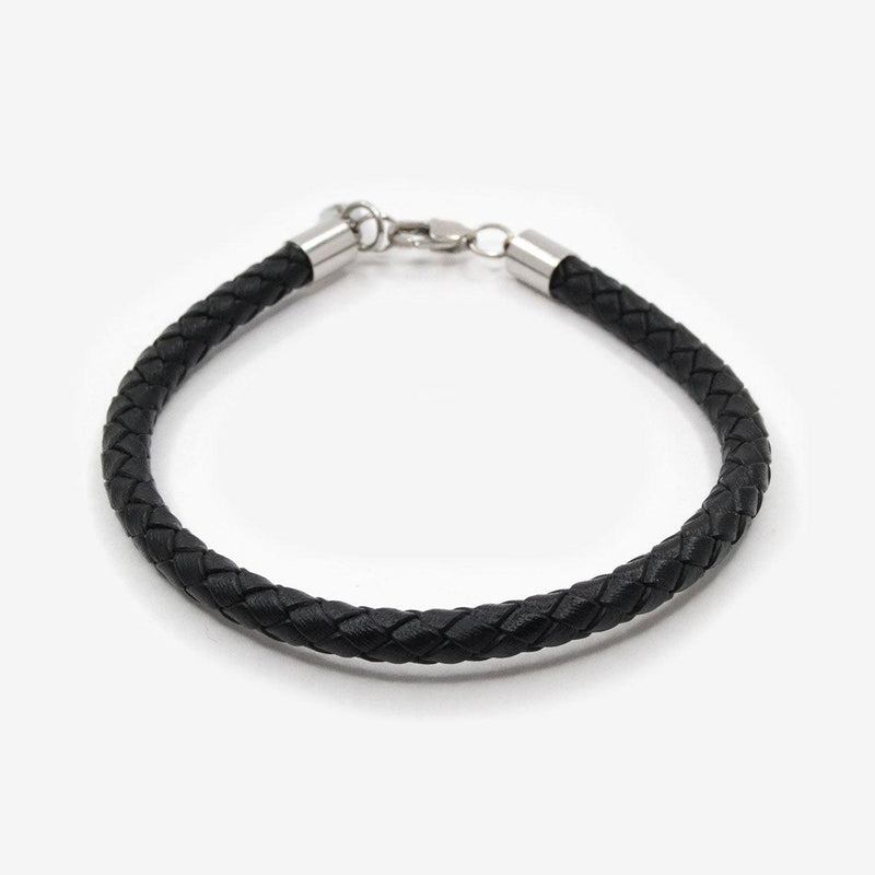 Pulsera negra de cuero trenzado - DiversoMen