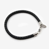 Pulsera negra de cuero trenzado - DiversoMen