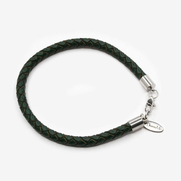 Pulsera verde de cuero trenzado - DiversoMen