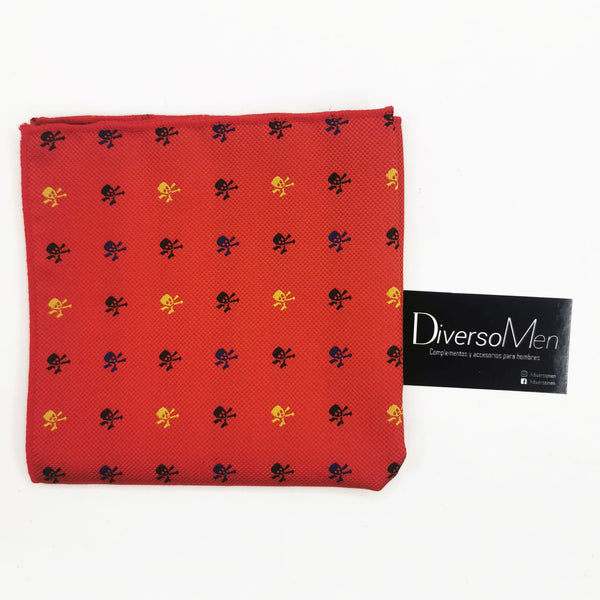 Pañuelo rojo con calaveras piratas amarillas y negras - DiversoMen