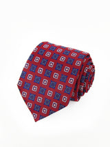 Corbata roja con cuadros azules y blancos - DiversoMen