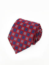 Corbata roja con cuadros azules y blancos - DiversoMen