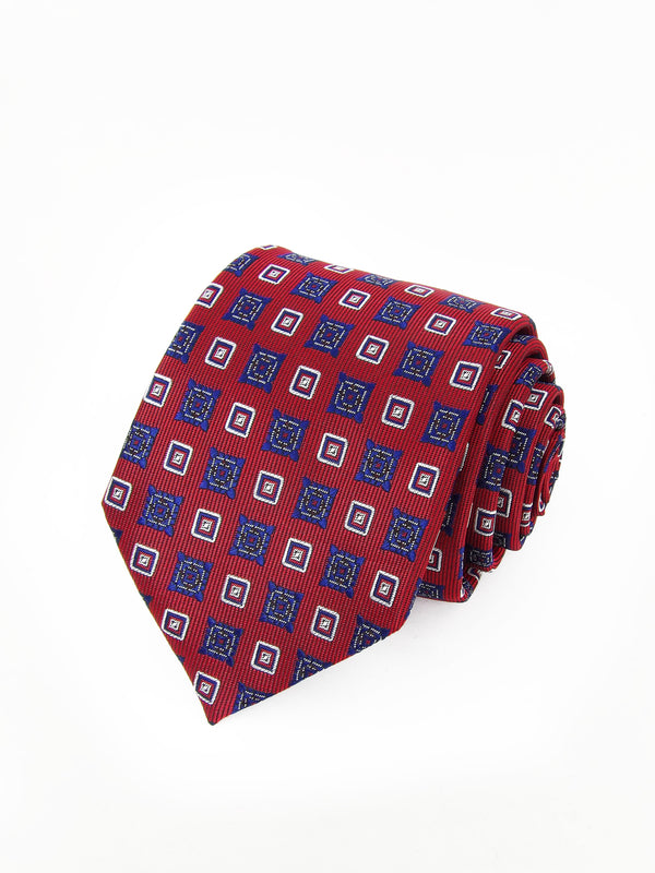 Corbata roja con cuadros azules y blancos - DiversoMen