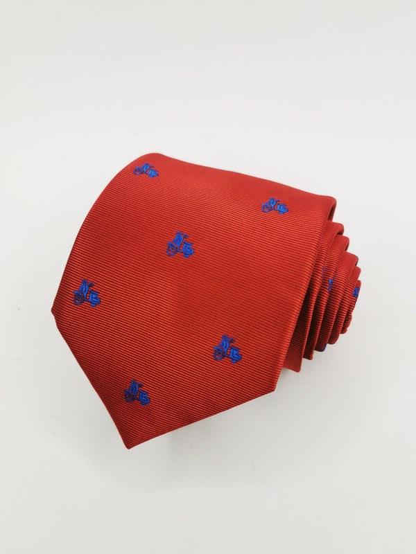 Cravate rouge avec motos Vespa bleues