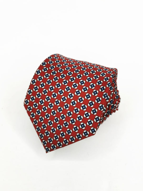 Corbata rojo oscuro flores azules