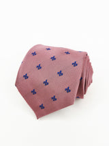 Corbata rosa tenue con flor de lis grande azul oscuro - DiversoMen
