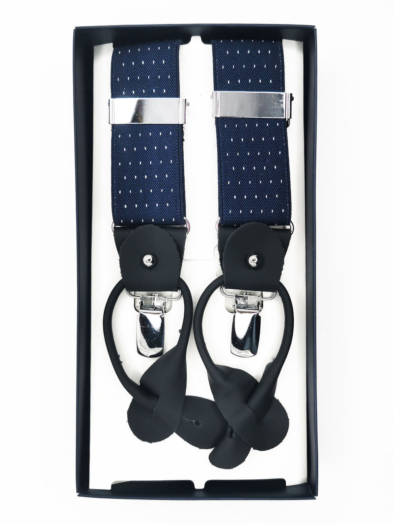 Tirantes premium azul marino lunares clips y botón - DiversoMen