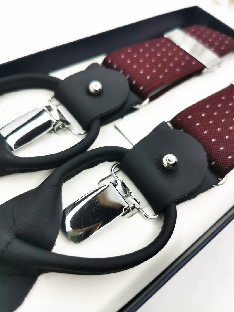 Tirantes premium burdeos lunares clips y botón - DiversoMen