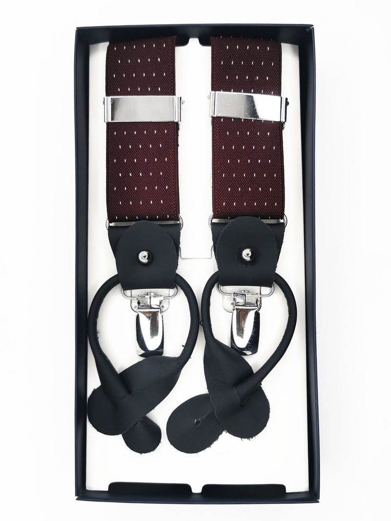 Tirantes premium burdeos lunares clips y botón - DiversoMen
