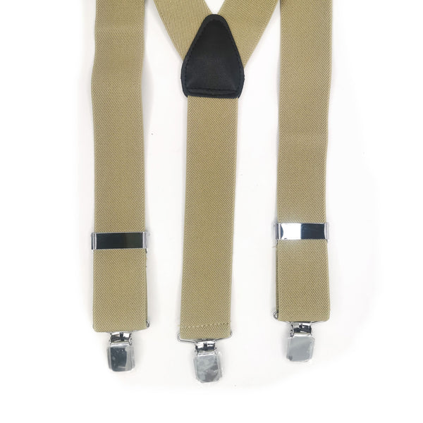 Tirantes basics beige oscuro liso de 3 clips - DiversoMen