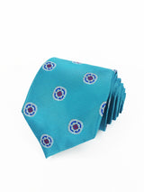 Corbata turquesa con medallas azul blanca y roja - DiversoMen