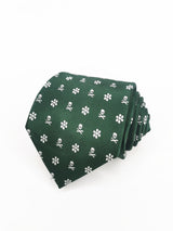 Corbata verde calaveras piratas y flores blancas - DiversoMen