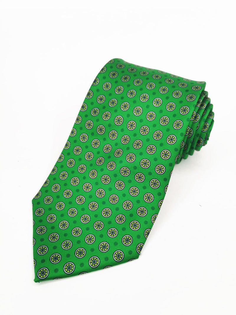 Corbata verde claro con círculos verde lima