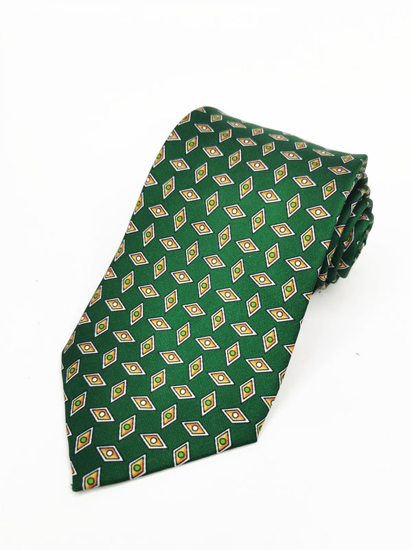 Corbata verde con rombos amarillos