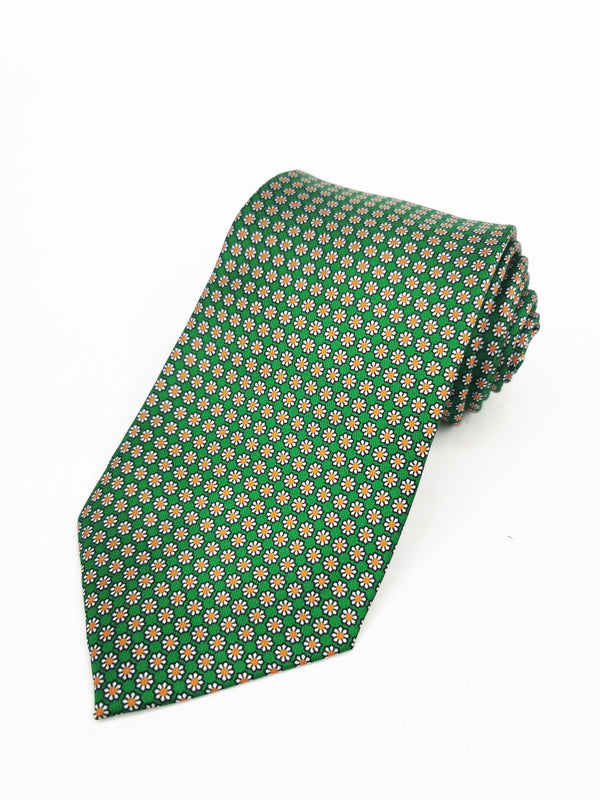 Corbata verde con pequeñas margaritas - DiversoMen