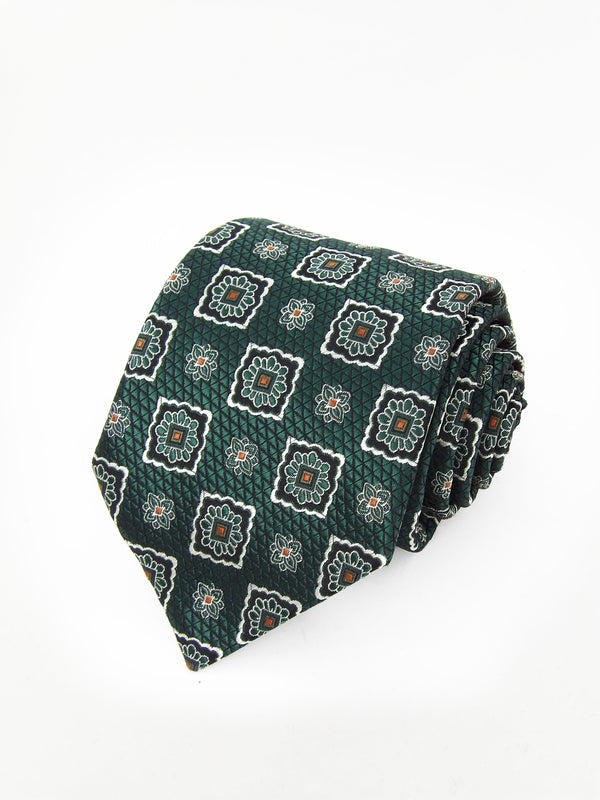 Corbata verde oscuro con rosetas tonos verdes - DiversoMen
