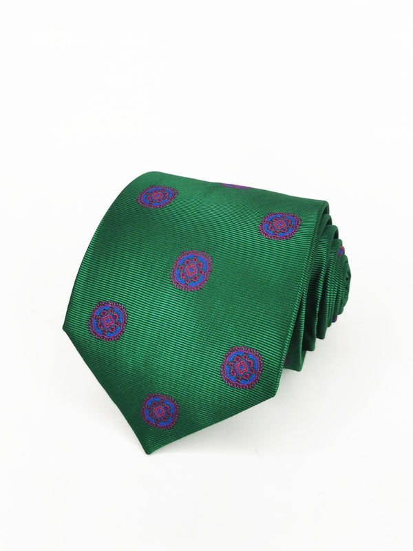 Corbata verde con medallas azul y fucsia - DiversoMen