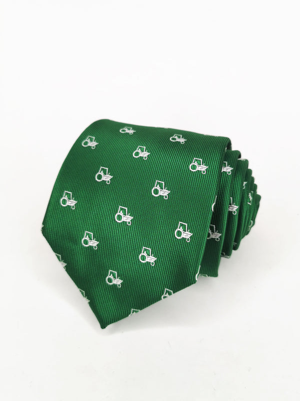 Corbata verde con tractores