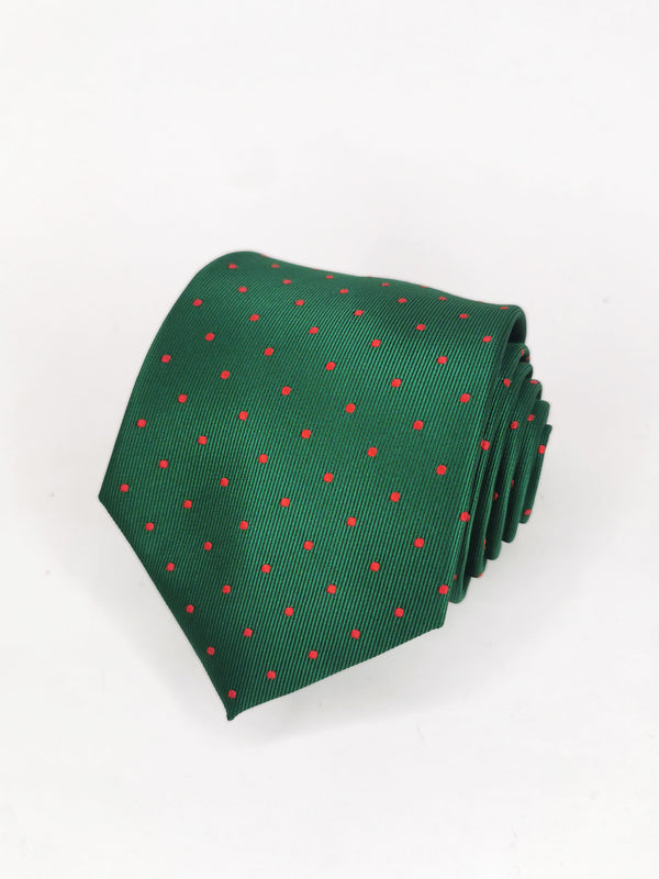 Cravate verte à pois rouges moyens